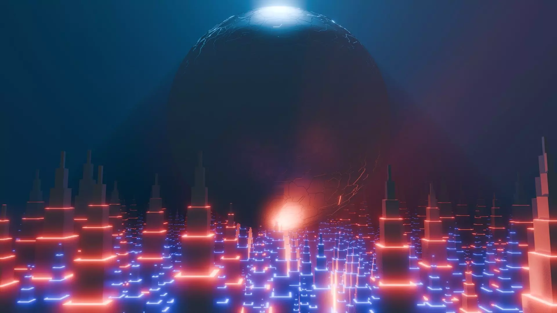 Sci-Fi City Building Animation 3D model_0