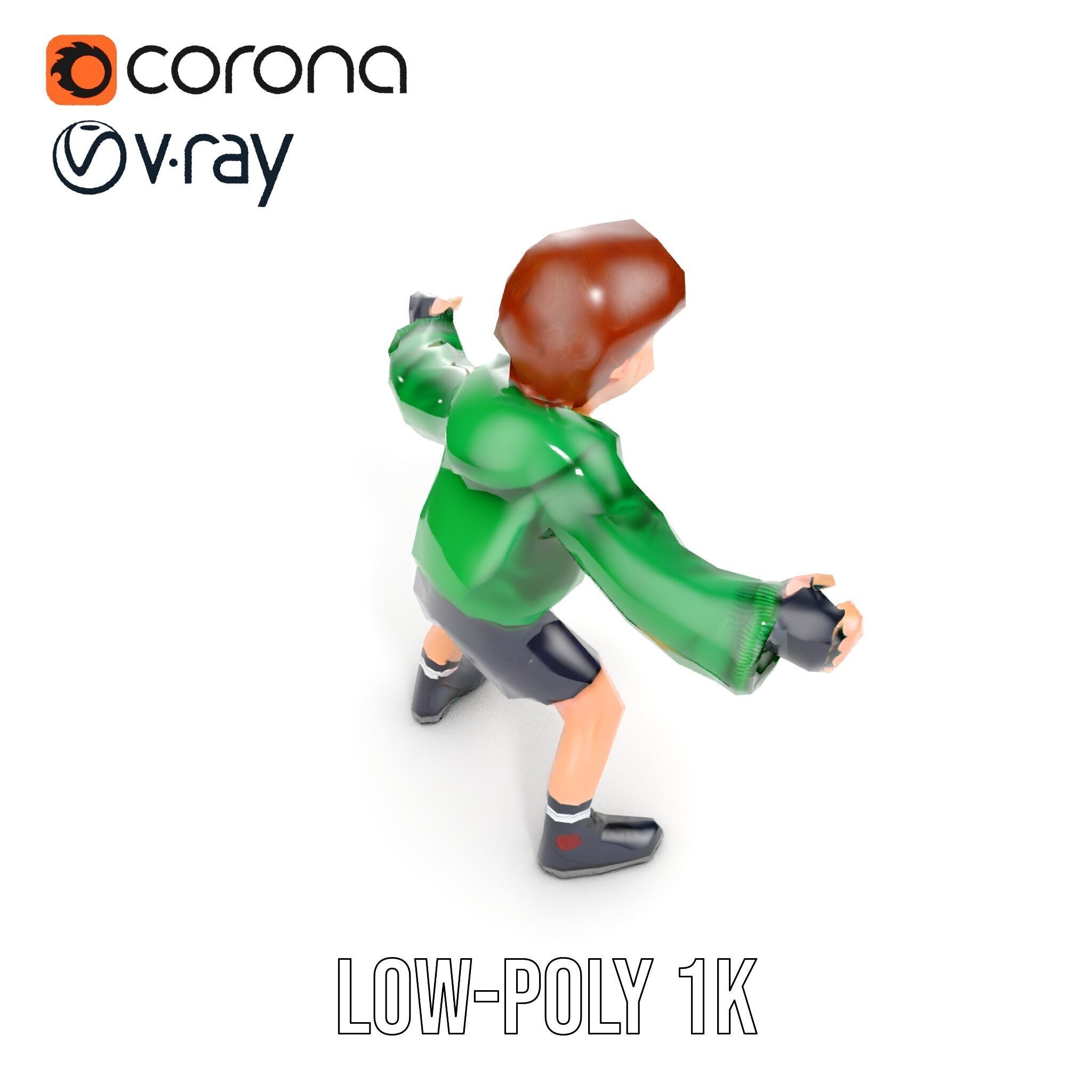 Young Boy Character Model Rigged and Animated Low-poly 3D model_21