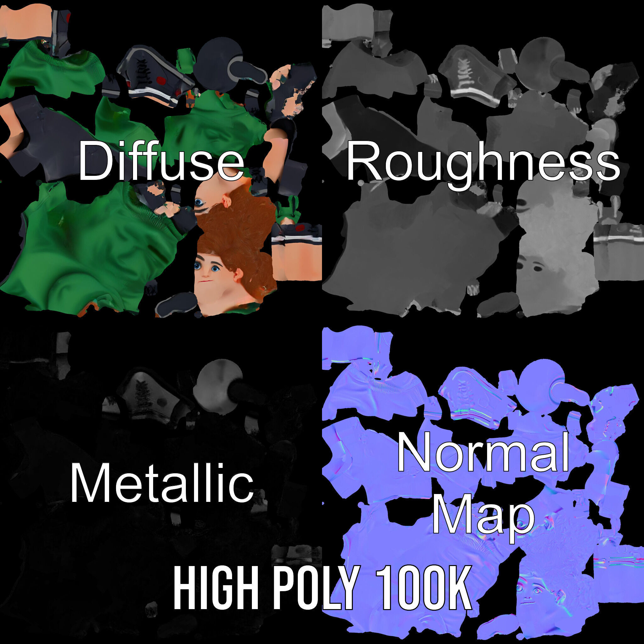 Young Boy Character Model Rigged and Animated Low-poly 3D model_4