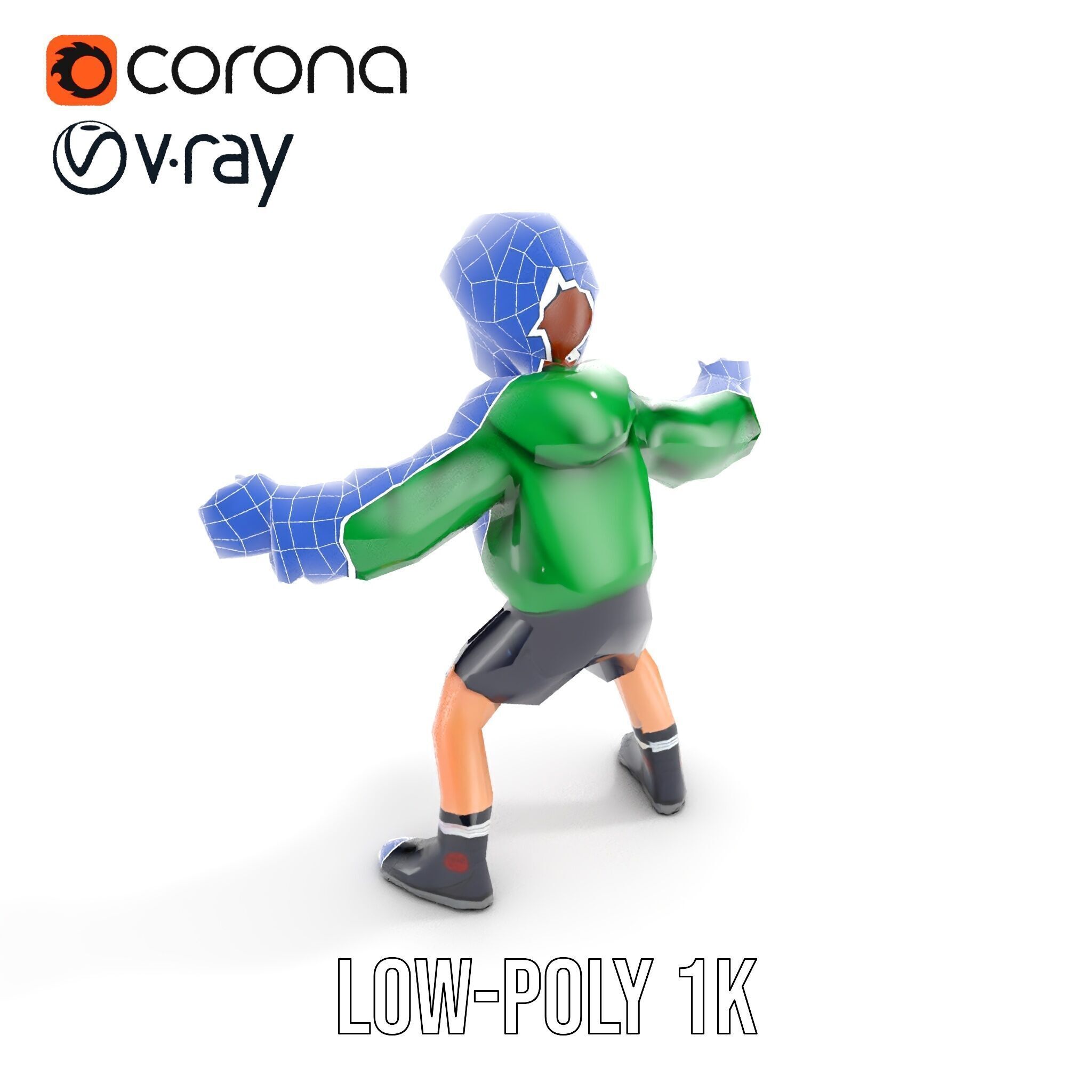 Young Boy Character Model Rigged and Animated Low-poly 3D model_27