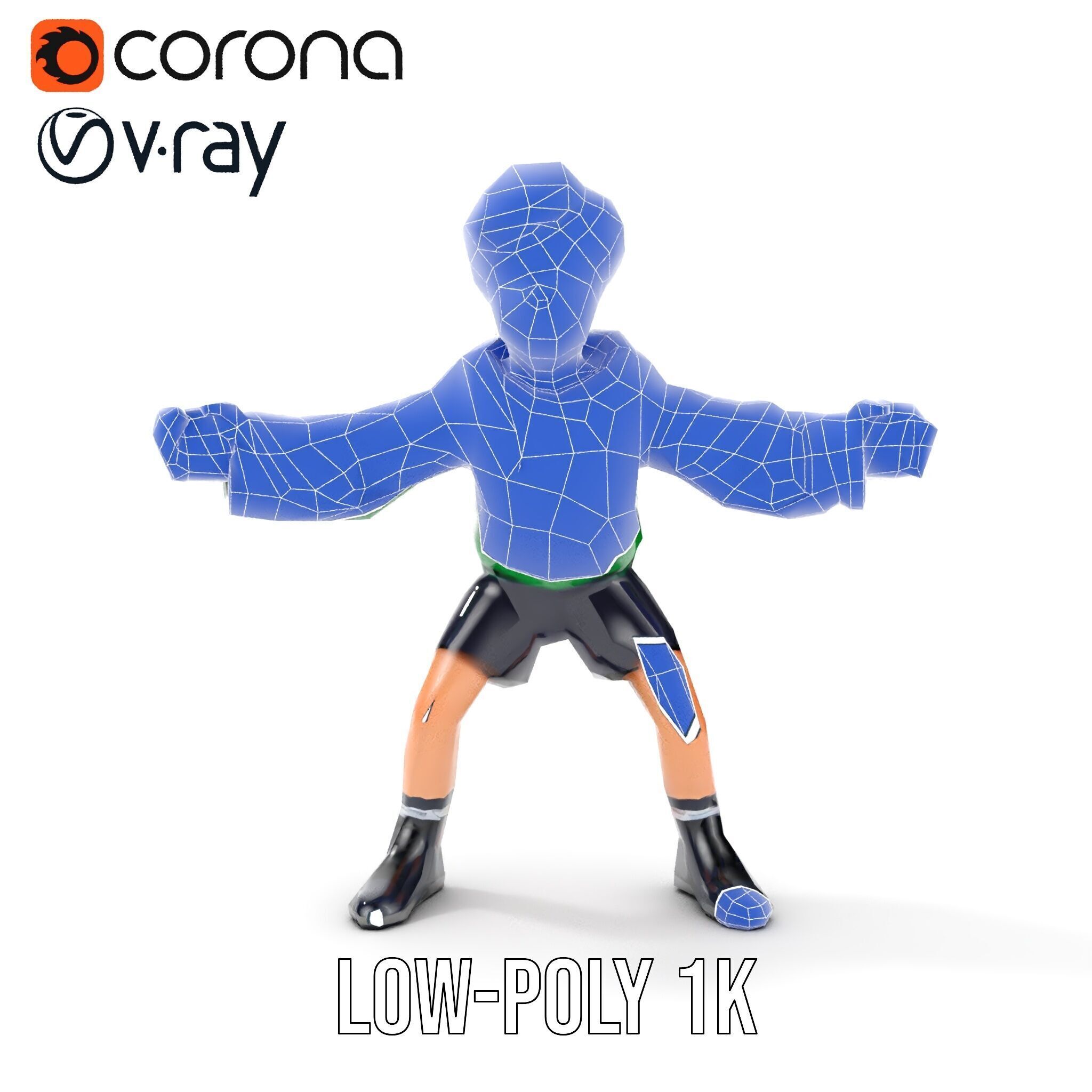 Young Boy Character Model Rigged and Animated Low-poly 3D model_24