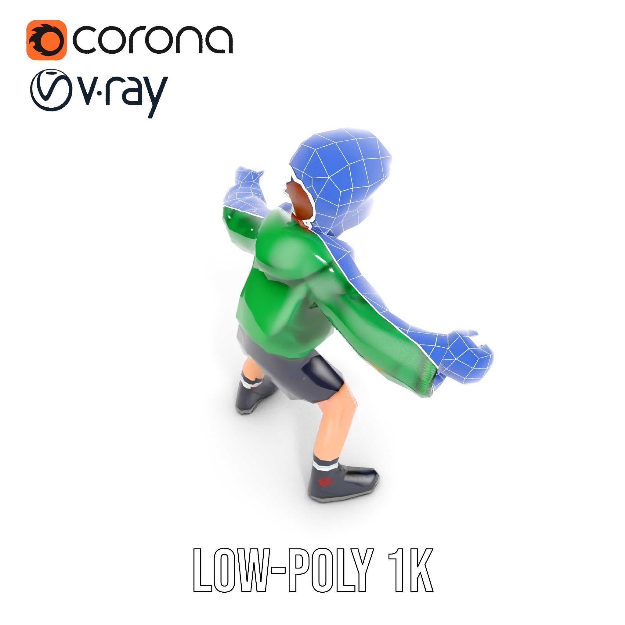 Young Boy Character Model Rigged and Animated Low-poly 3D model_30