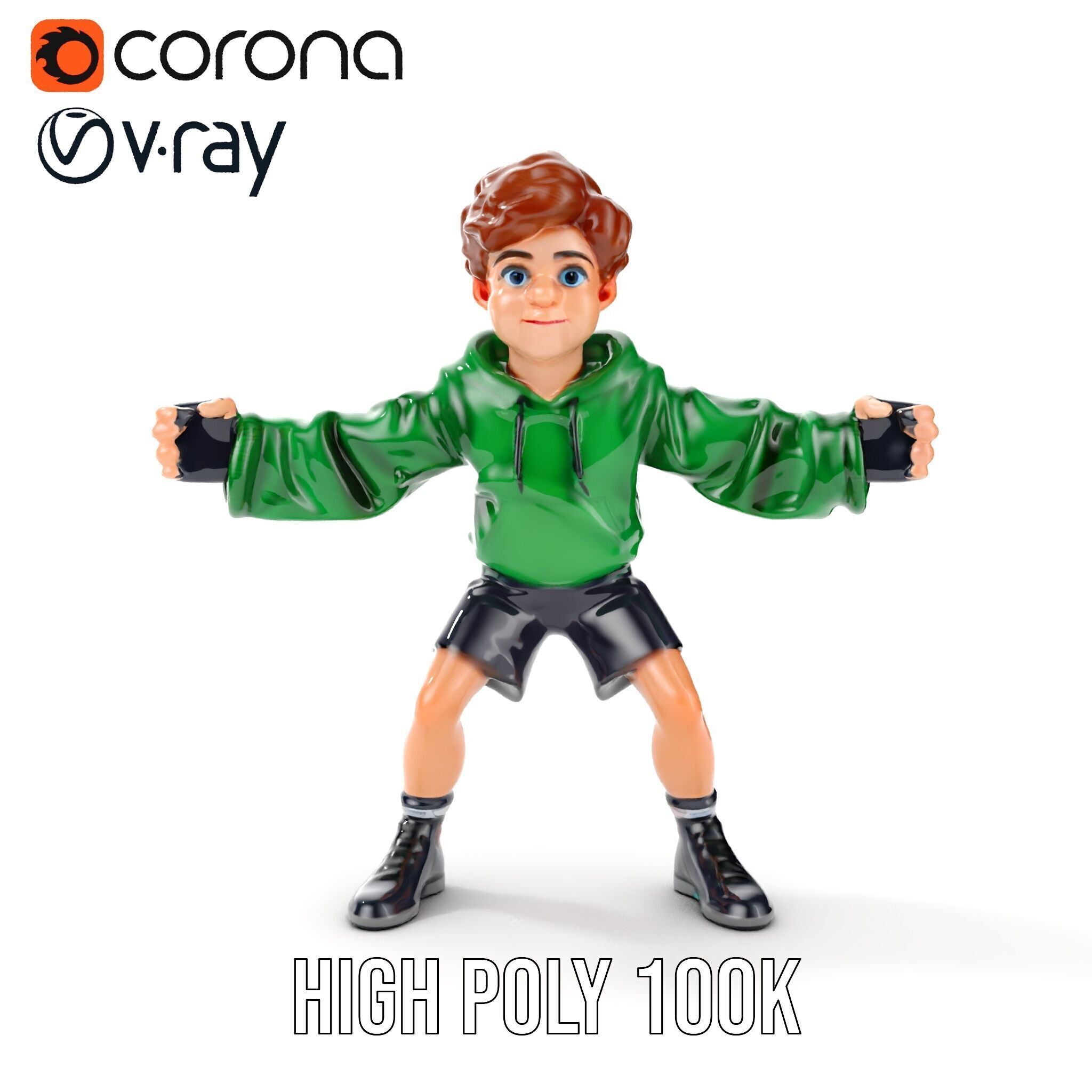 Young Boy Character Model Rigged and Animated Low-poly 3D model_22