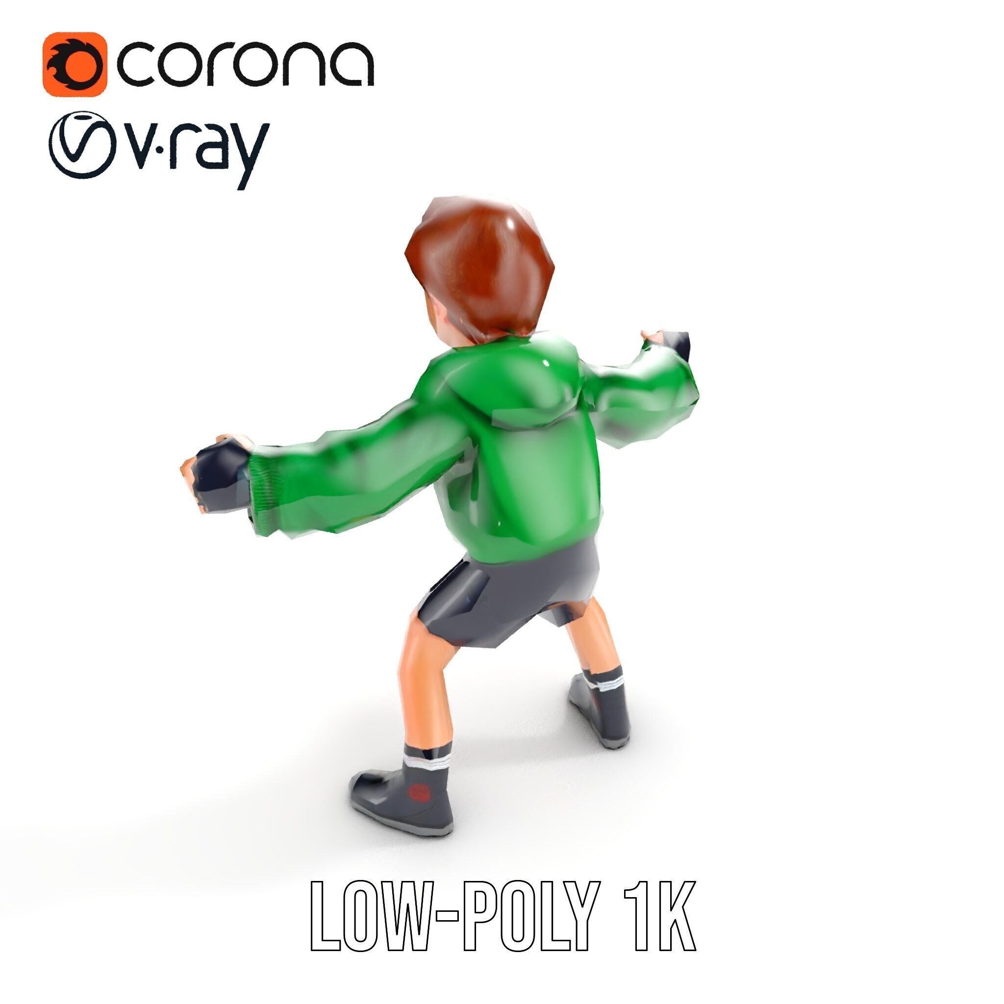 Young Boy Character Model Rigged and Animated Low-poly 3D model_17