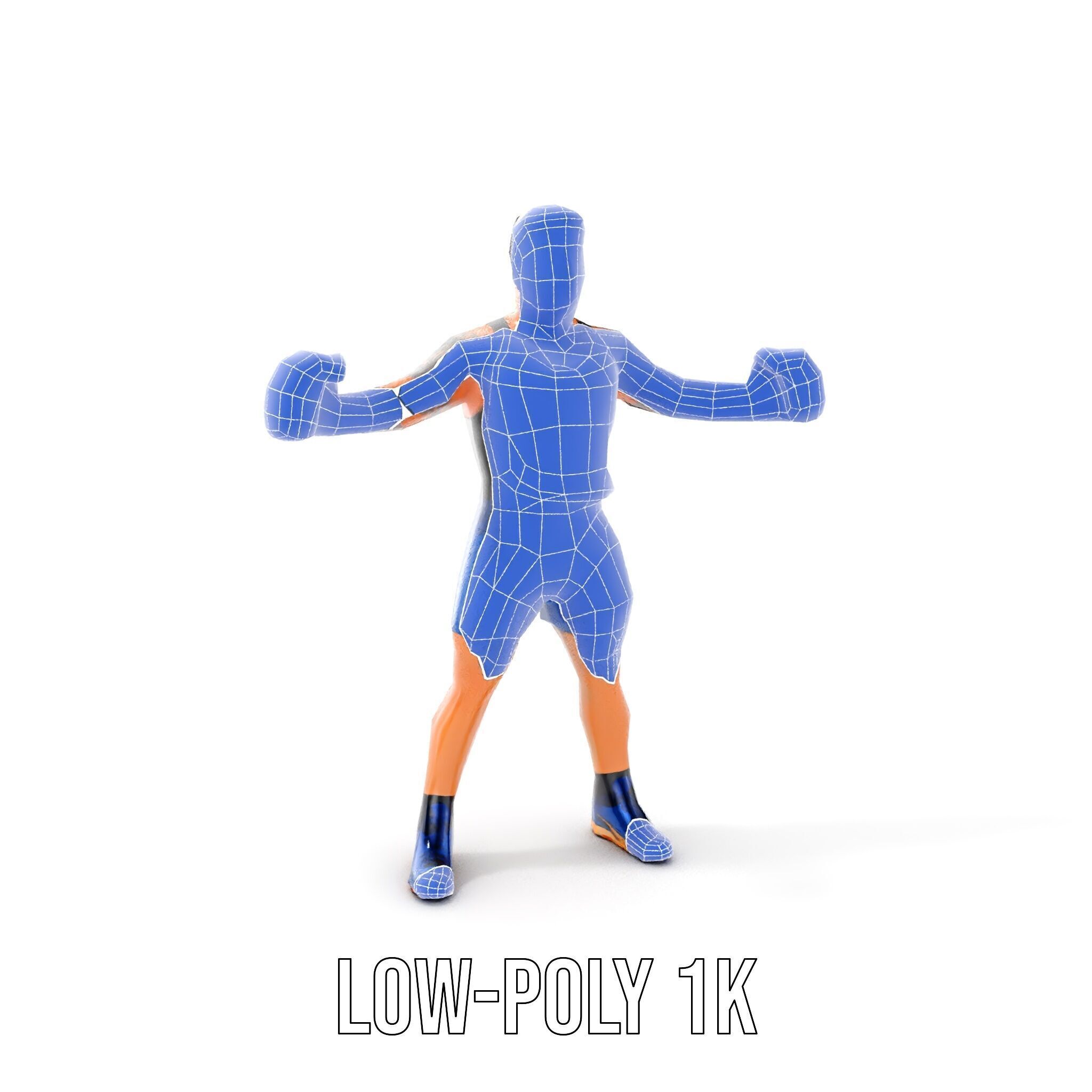 Boxer Character Model Rigged and Animated Low-poly 3D model_29