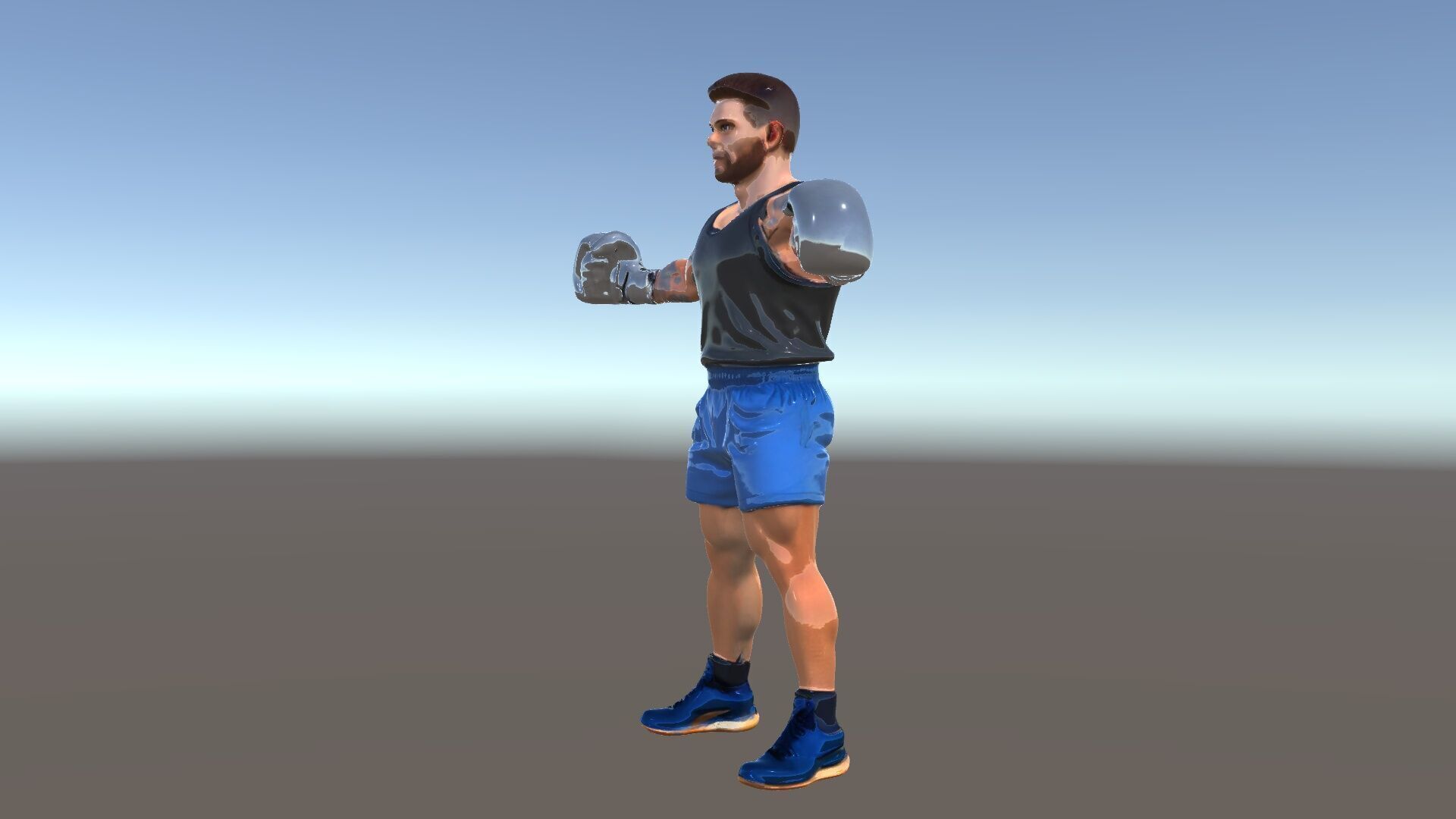 Boxer Character Model Rigged and Animated Low-poly 3D model_6