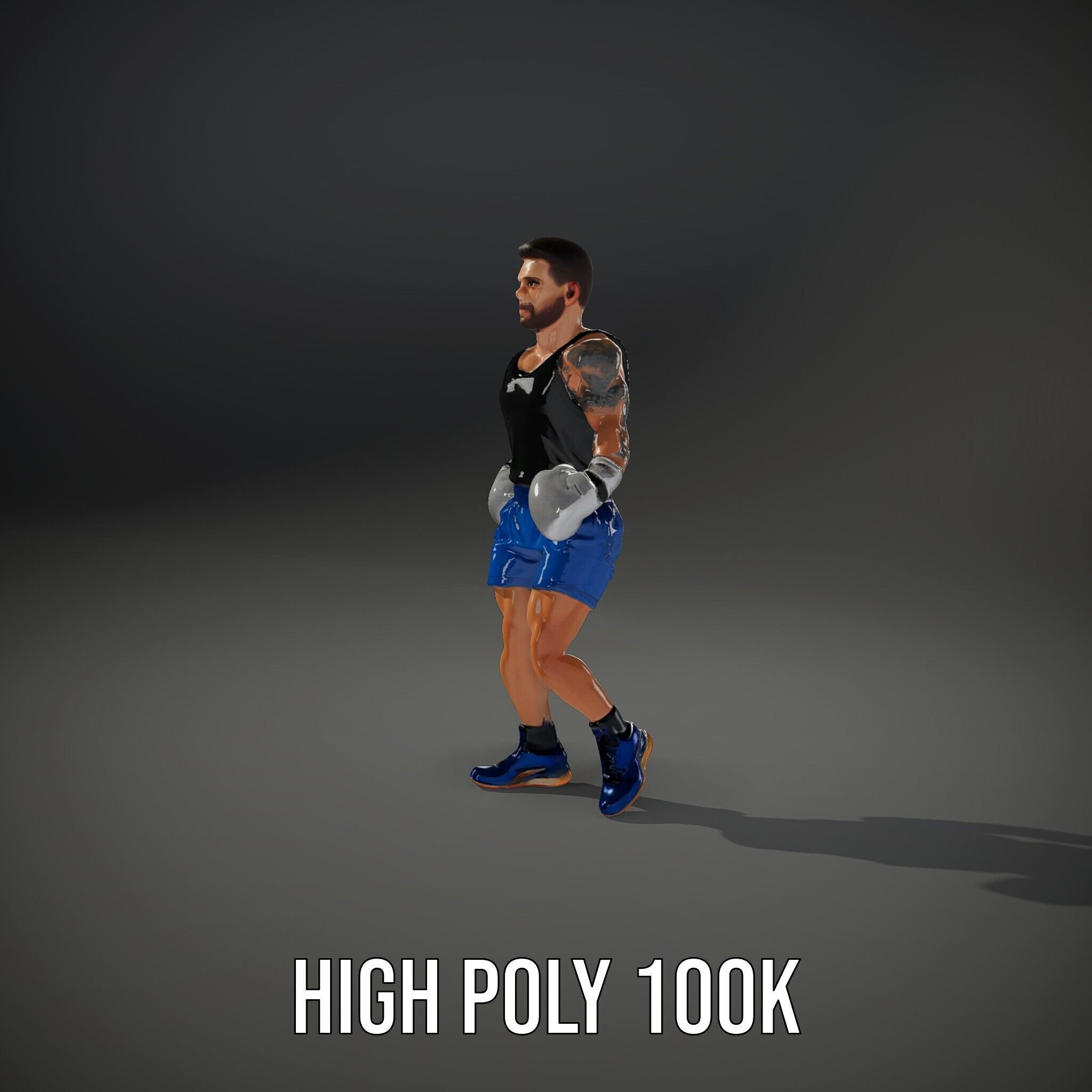 Boxer Character Model Rigged and Animated Low-poly 3D model_15