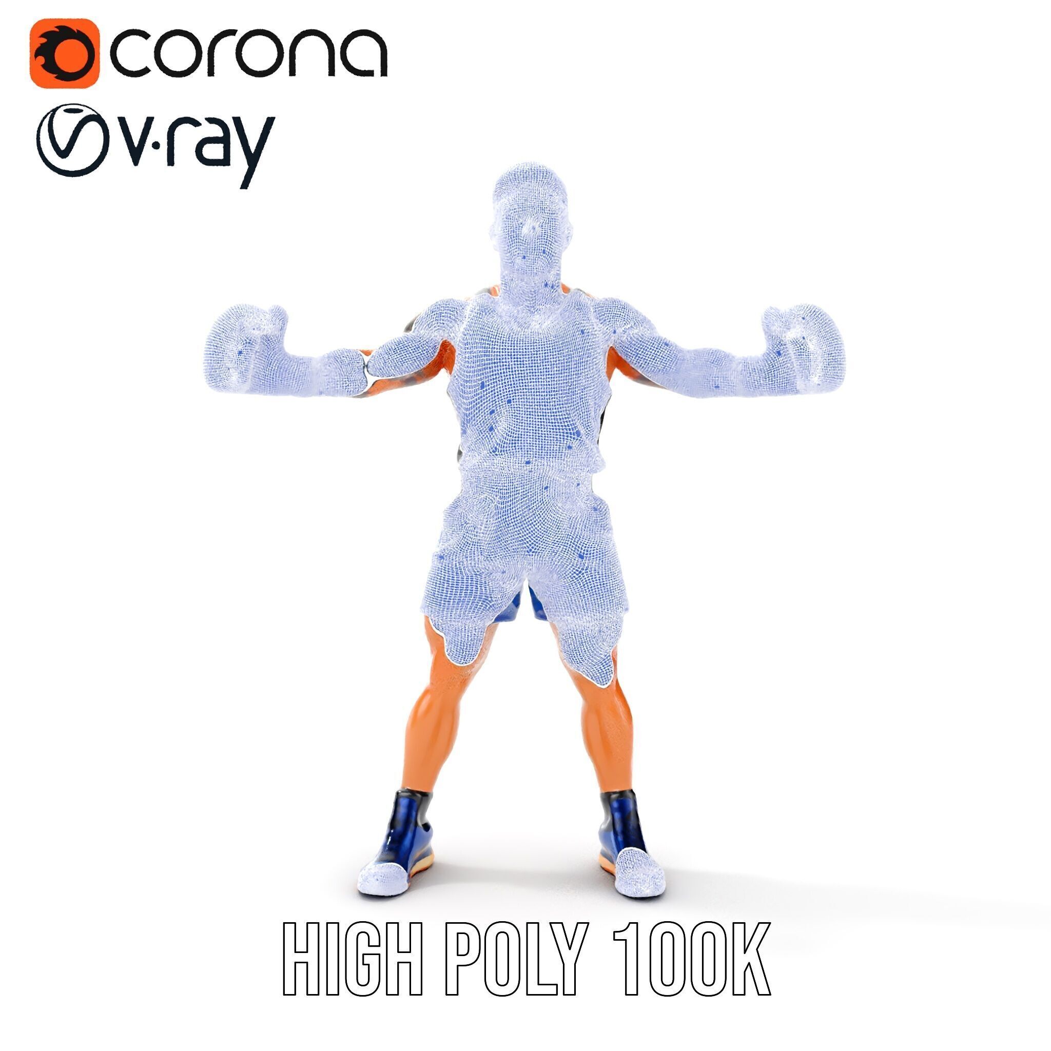 Boxer Character Model Rigged and Animated Low-poly 3D model_38