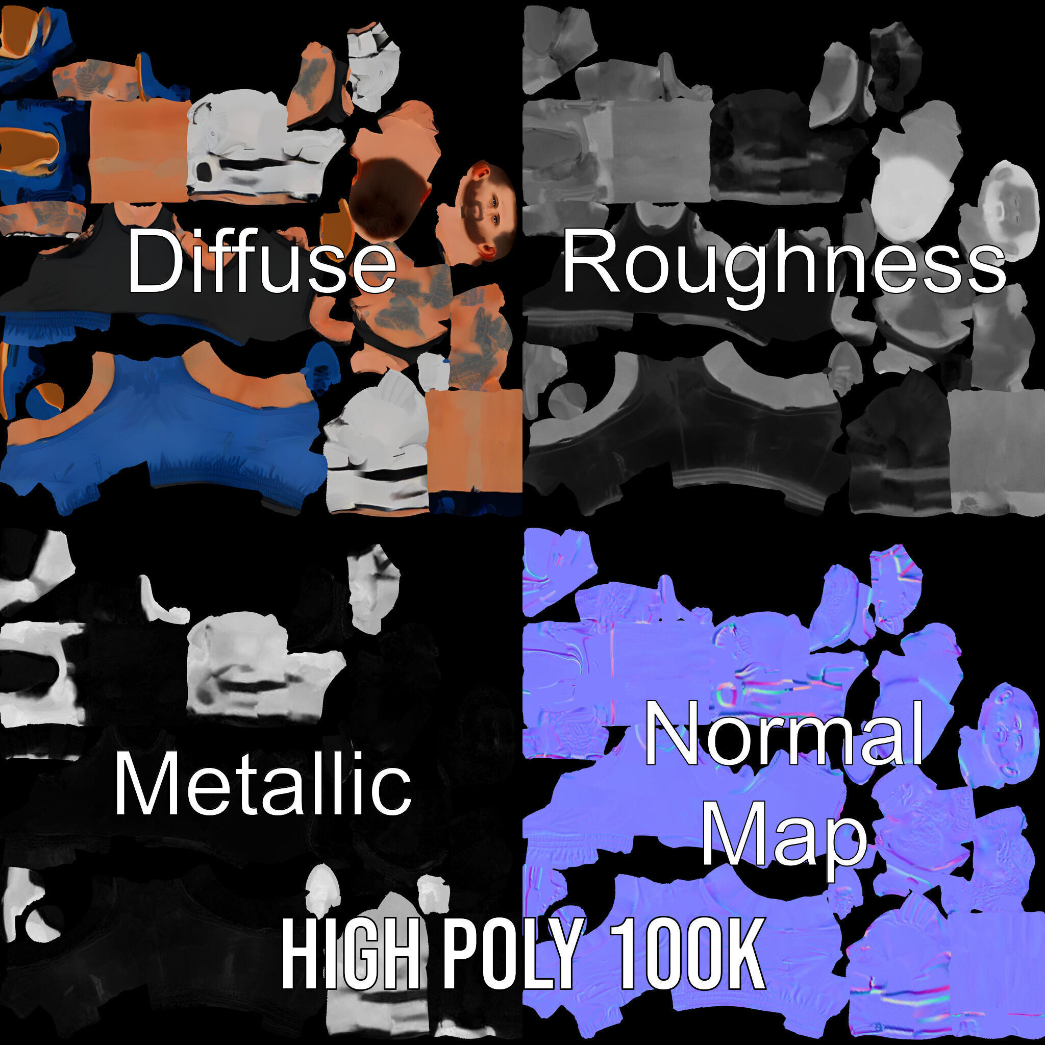 Boxer Character Model Rigged and Animated Low-poly 3D model_4