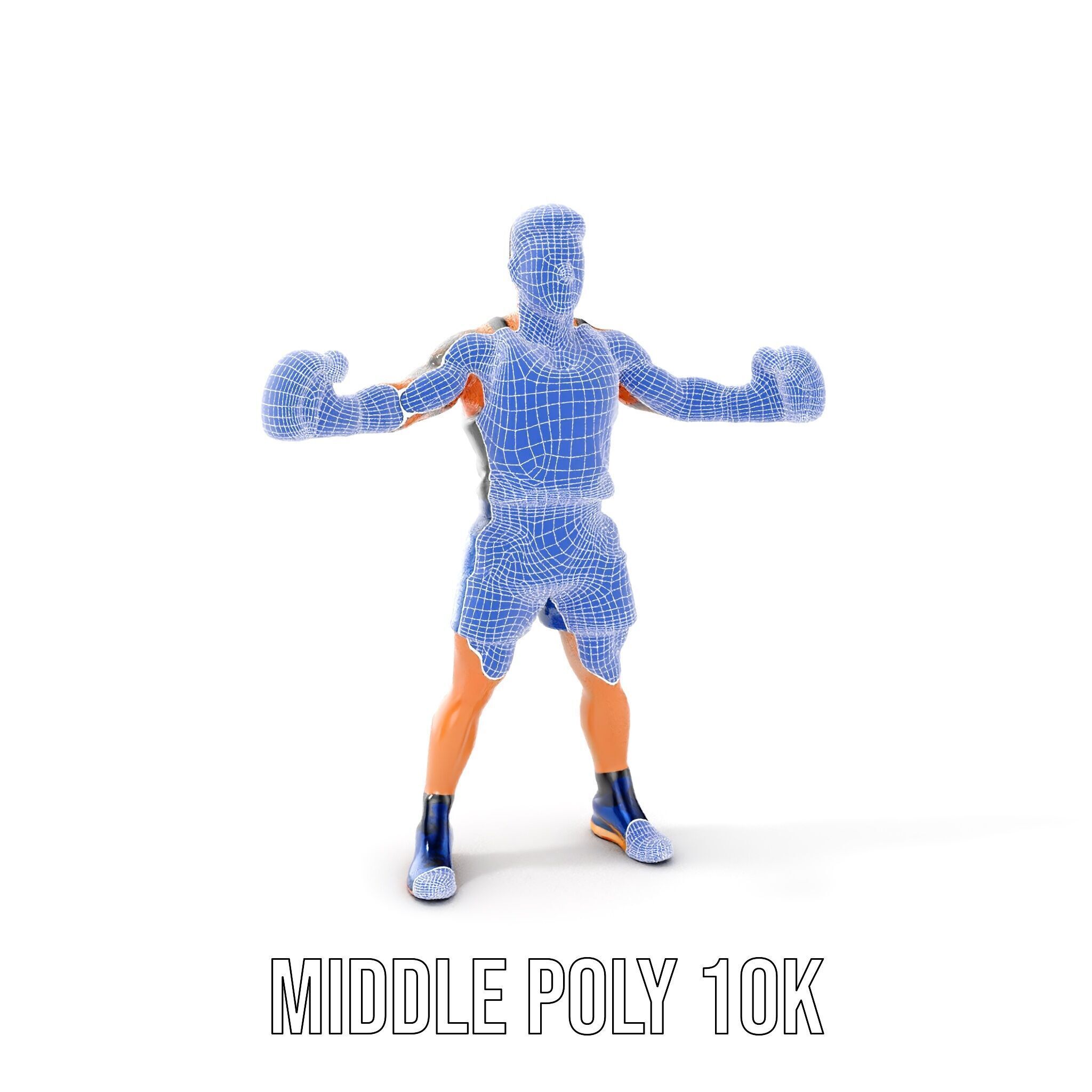 Boxer Character Model Rigged and Animated Low-poly 3D model_34