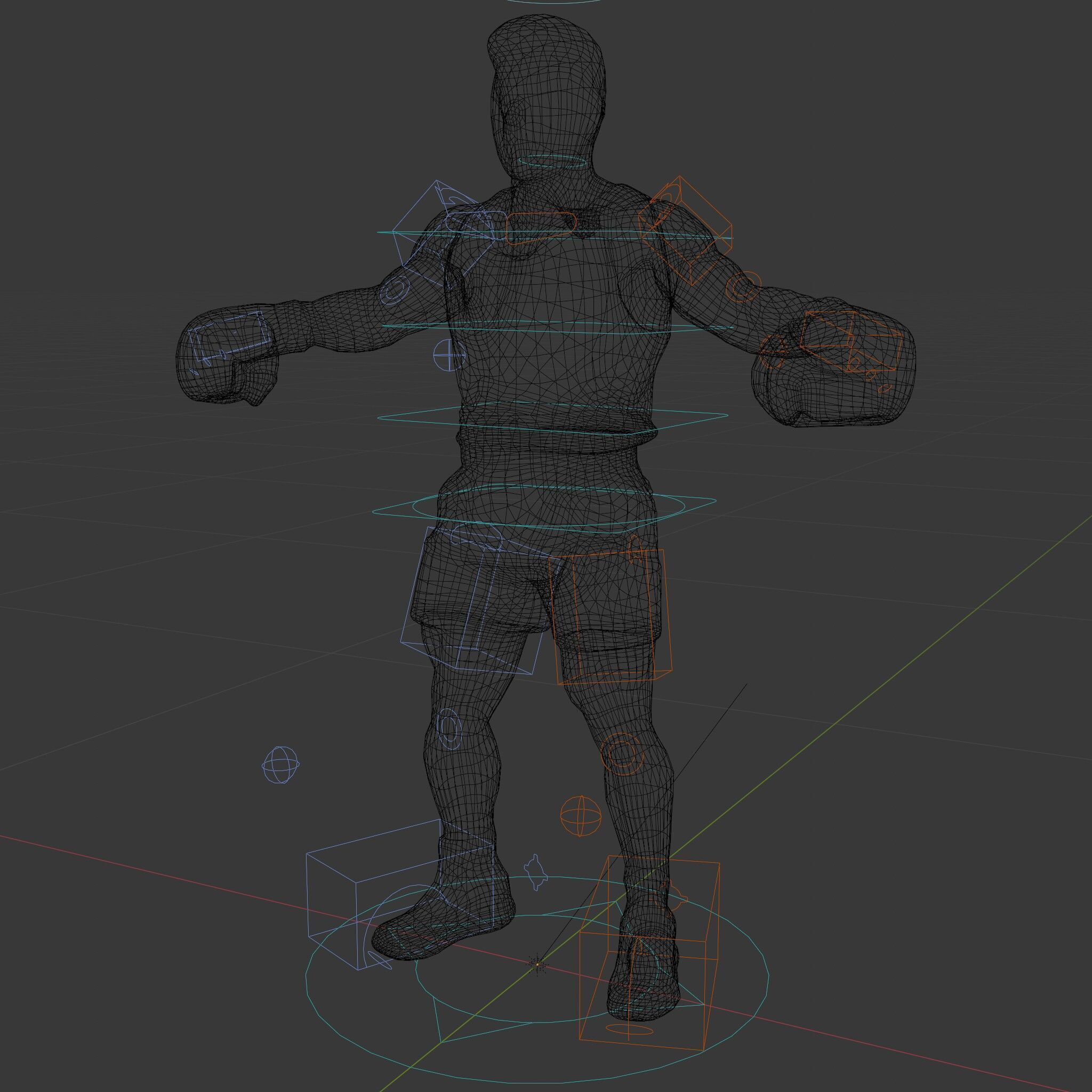 Boxer Character Model Rigged and Animated Low-poly 3D model_7