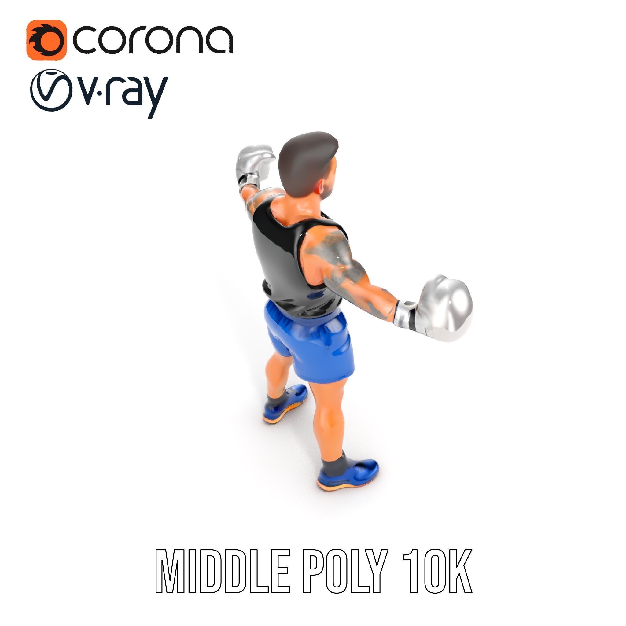 Boxer Character Model Rigged and Animated Low-poly 3D model_18