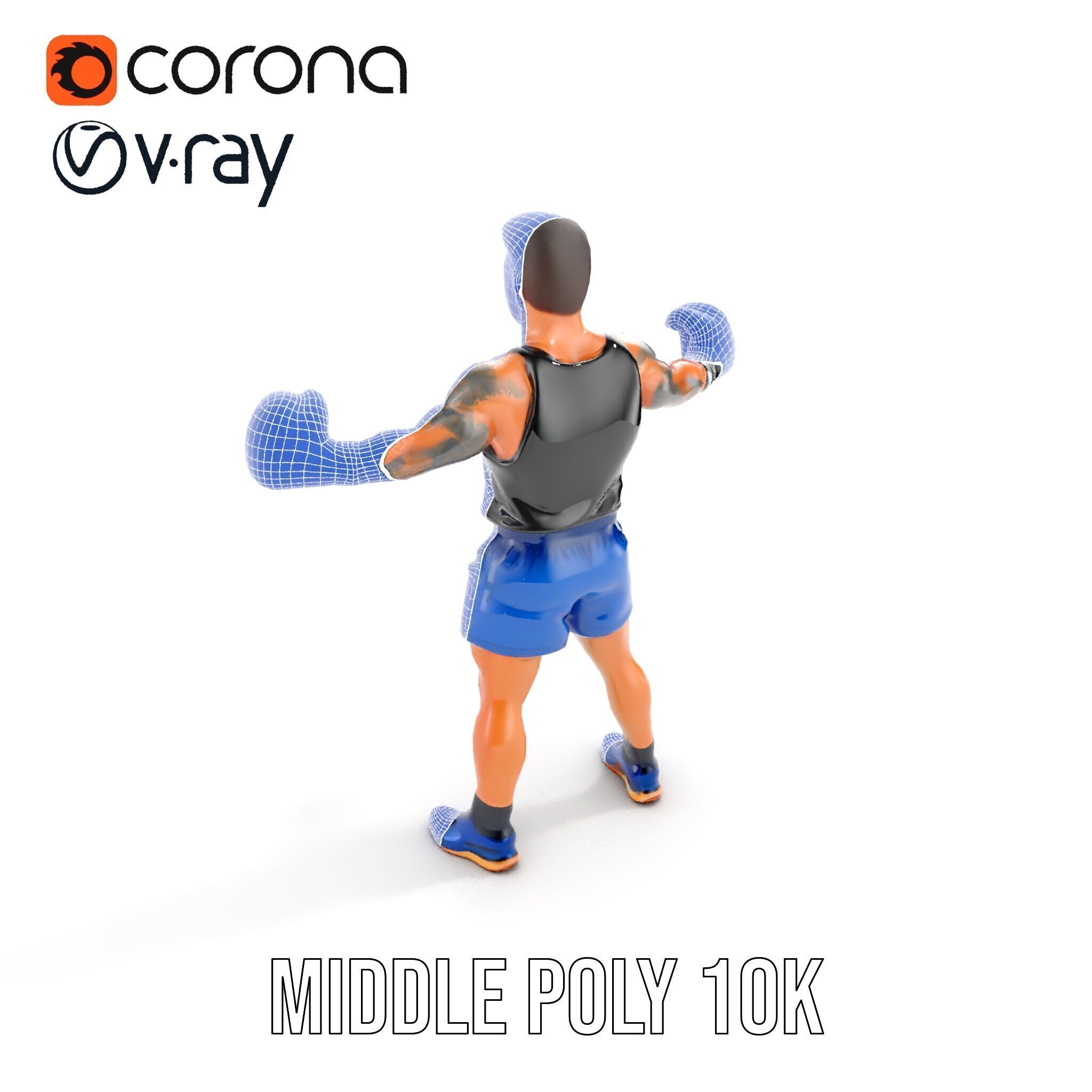 Boxer Character Model Rigged and Animated Low-poly 3D model_22