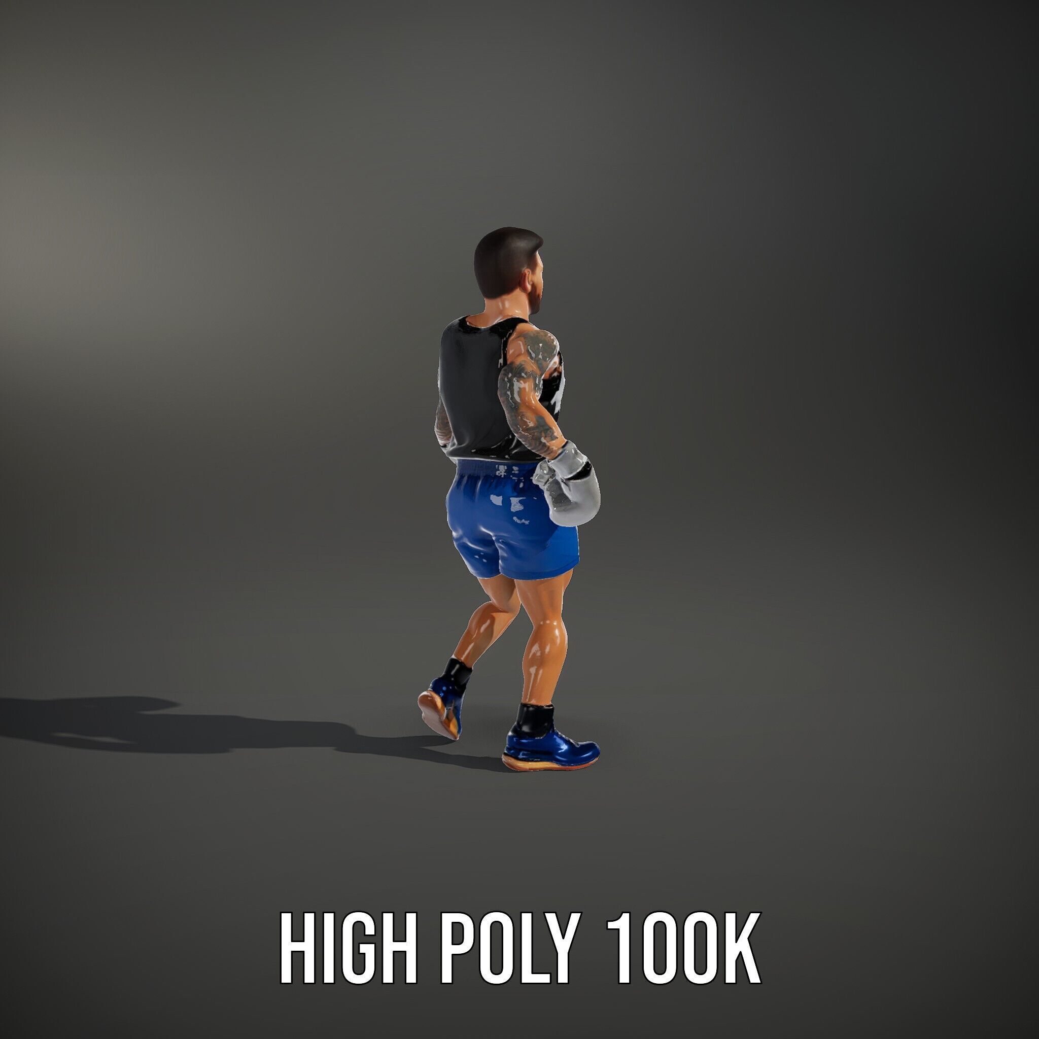 Boxer Character Model Rigged and Animated Low-poly 3D model_9
