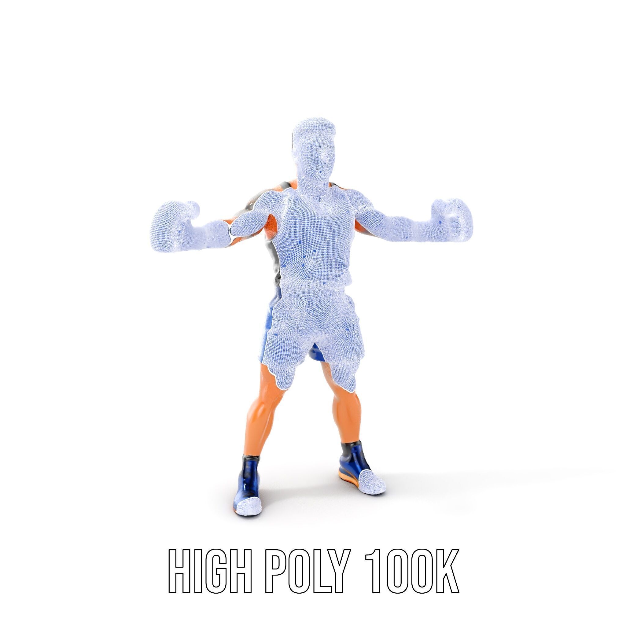 Boxer Character Model Rigged and Animated Low-poly 3D model_5