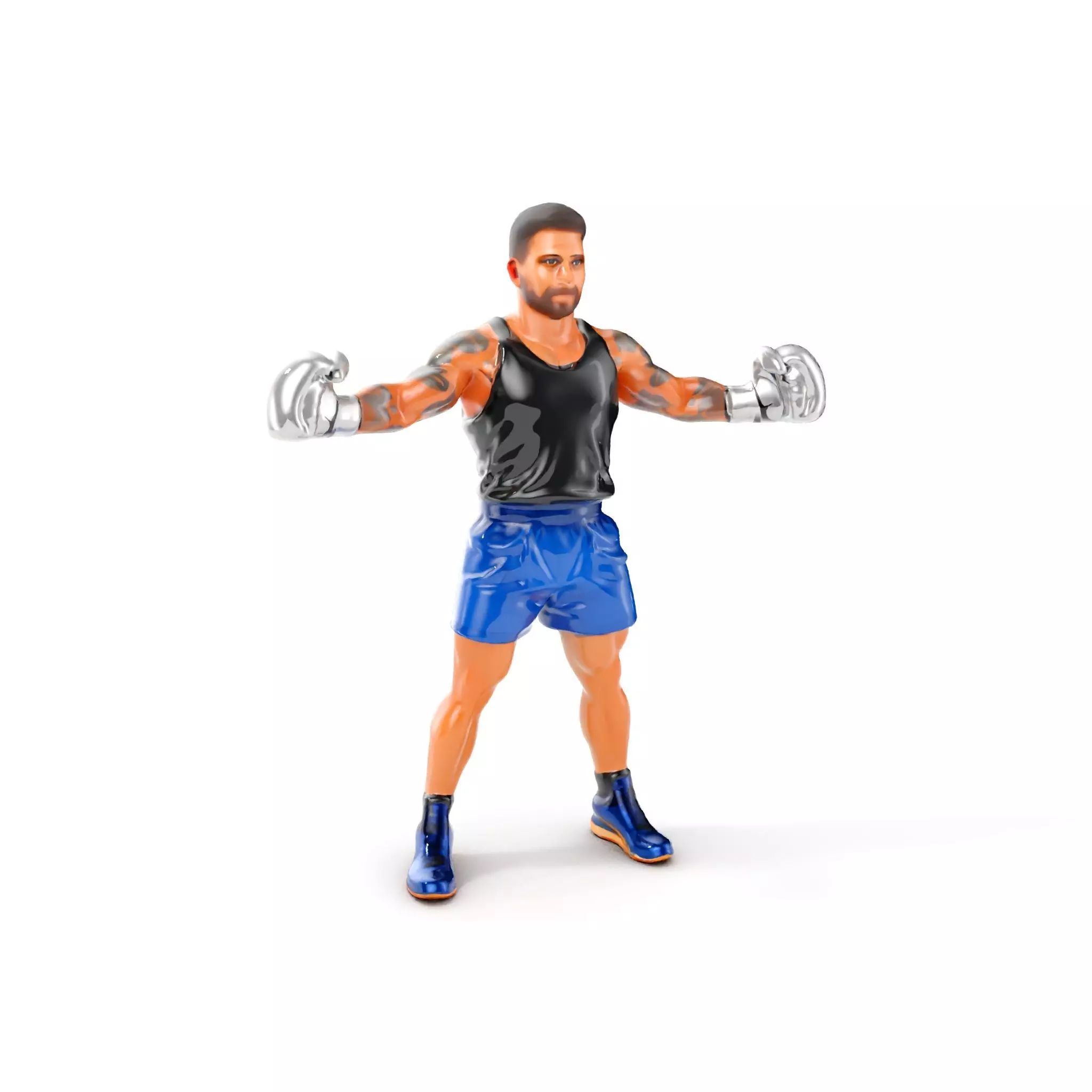 Boxer Character Model Rigged and Animated Low-poly 3D model_0