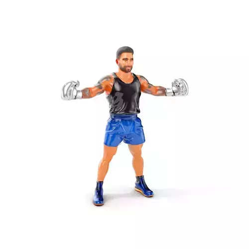 Boxer Character Model Rigged and Animated Low-poly 3D model