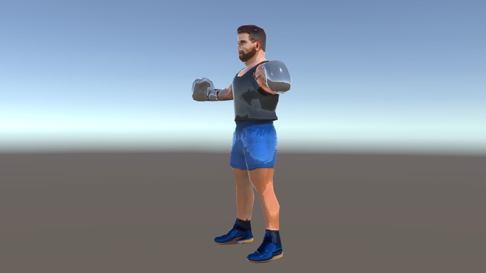 Boxer Character Model Rigged and Animated Low-poly 3D model_35