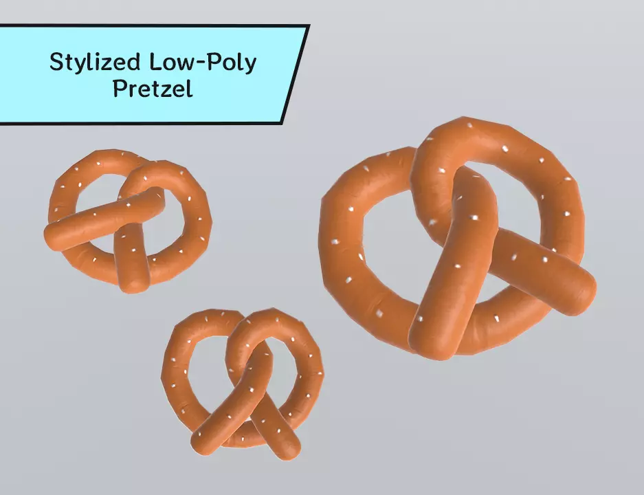 Stylized Low-Poly Pretzel Low-poly 3D model_0