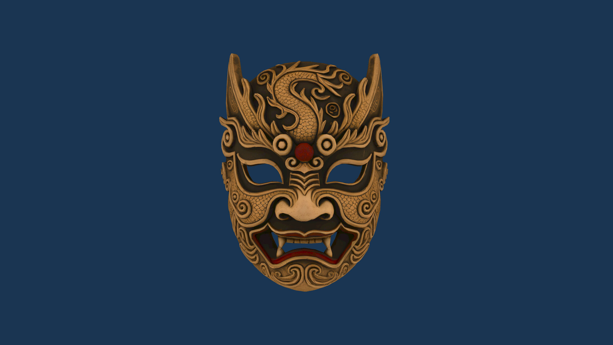 Chinese-style monster mask Low-poly 3D model_5