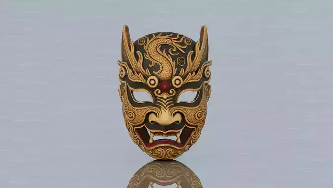 Chinese-style monster mask Low-poly 3D model Chinese-style monster mask Low-poly 3D model