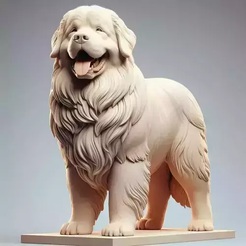 1016 Color 3D Model  Laughing Newfoundland Dog