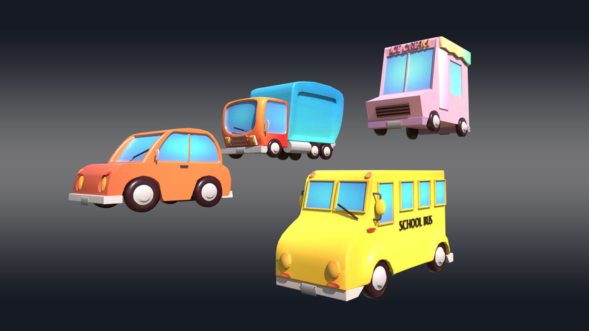 Cartoonish Vehicle Pack Low-poly 3D model_7
