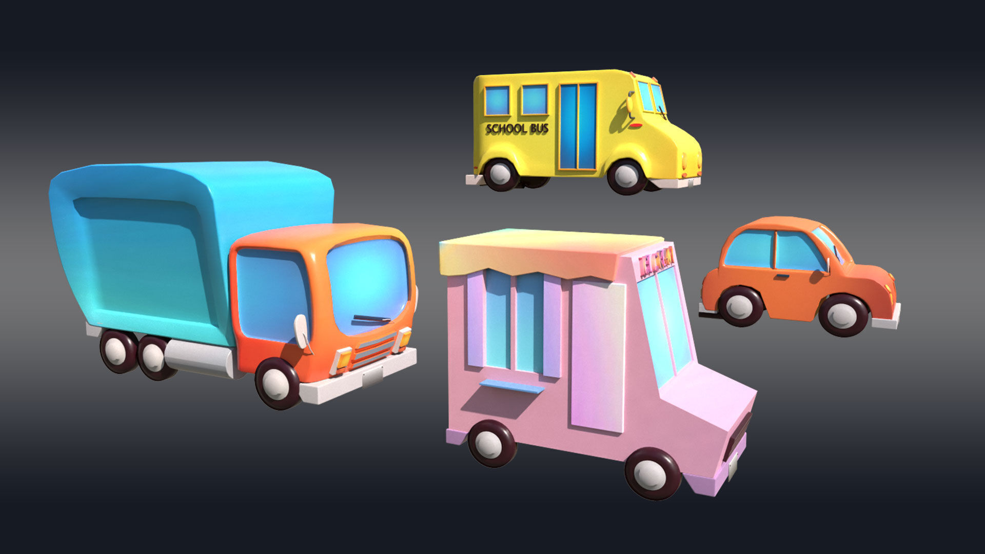 Cartoonish Vehicle Pack Low-poly 3D model_1