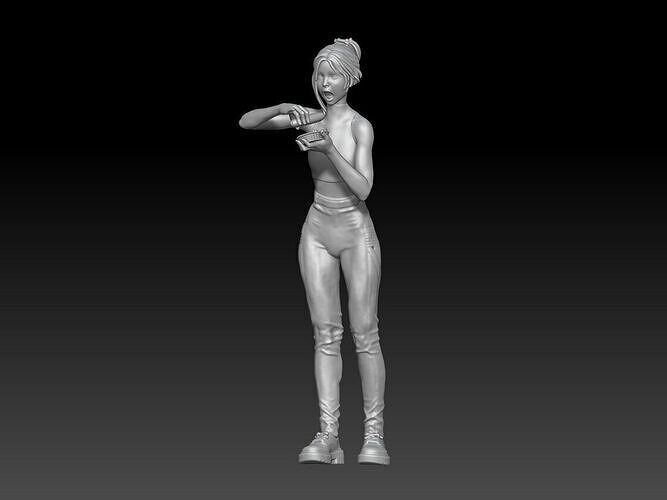 eating hot dog girl 1 3D print model