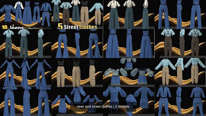 Jean and street clothes 3D Model Collection