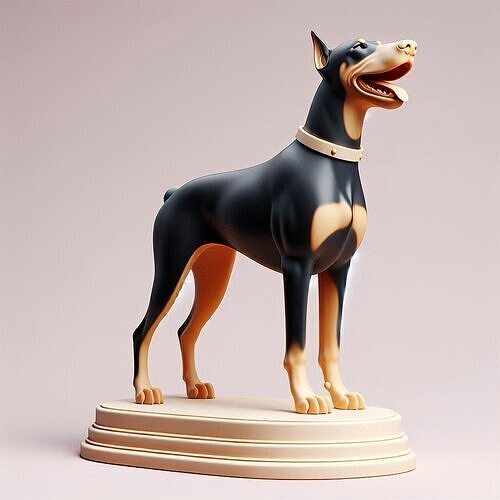1018 Color 3D Model of a Laughing Doberman Pinscher 3D print model