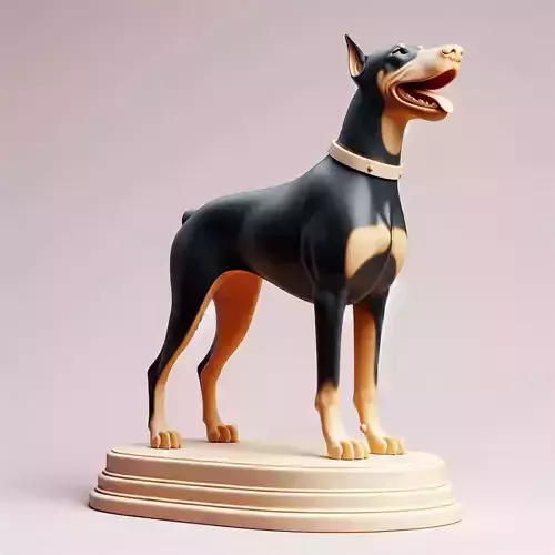 1018 Color 3D Model of a Laughing Doberman Pinscher 3D print model