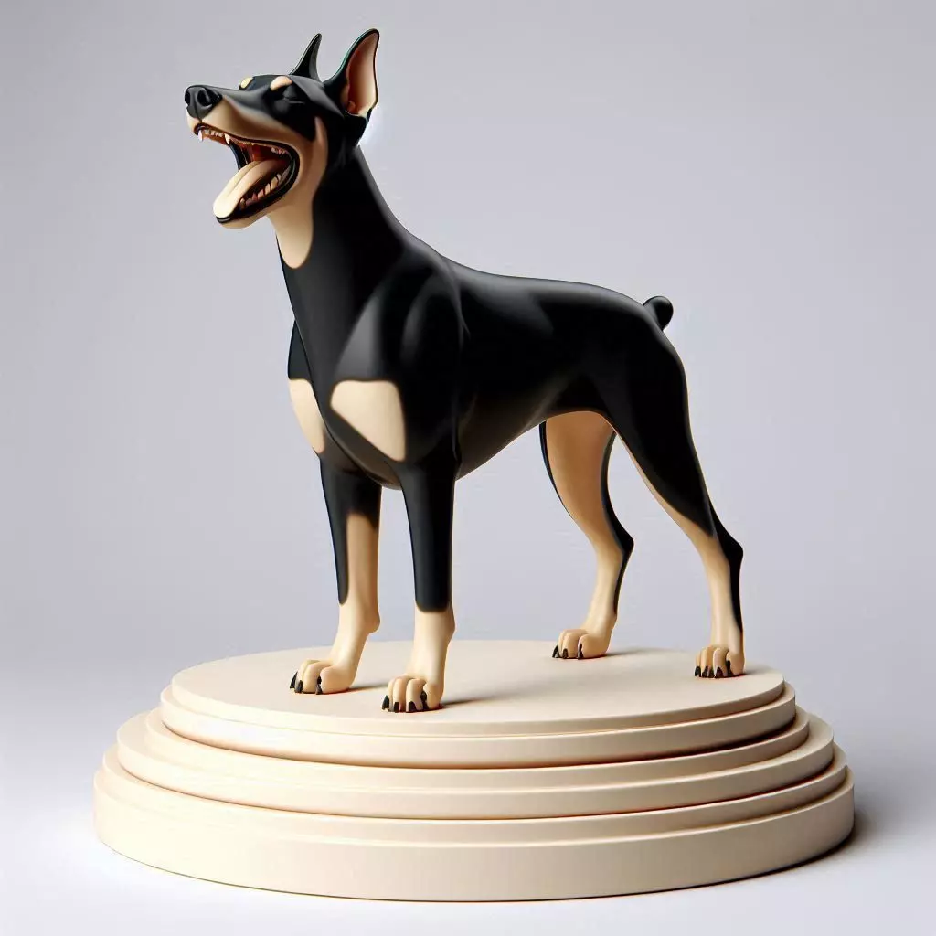 1019 Color 3D Model of Laughing Doberman Pinscher 3D print model_0