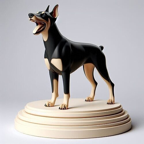 1019 Color 3D Model of Laughing Doberman Pinscher 3D print model