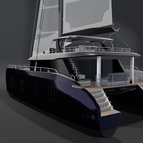 GENNY Luxury catamaran charter 3D model 80 Yacht Rendering PBR 3D model