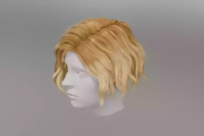 3d Female hair - Wavy French Bob Low-poly 3D model