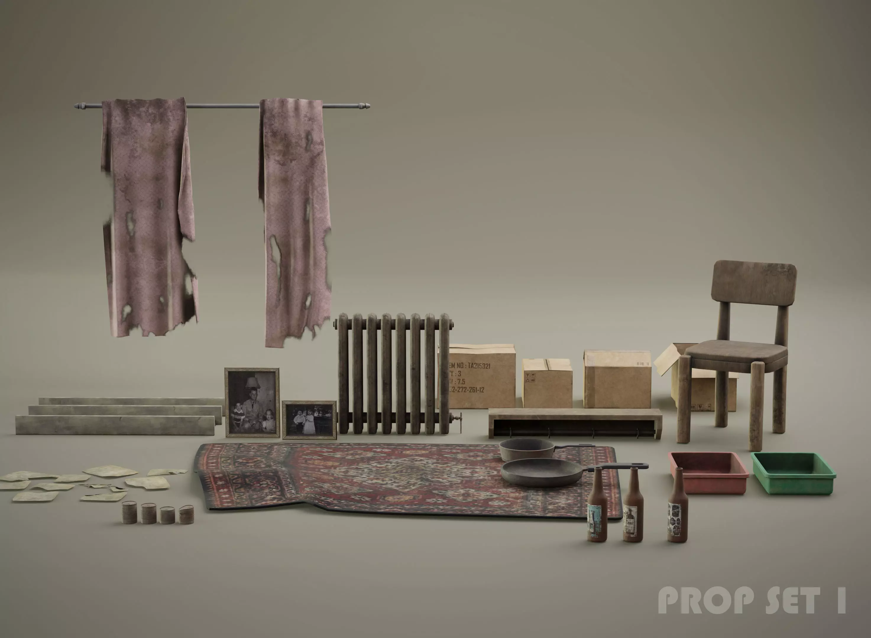 Post-Apocalyptic Interior Prop Pack-Game Ready 3D Assets Low-poly 3D model_0