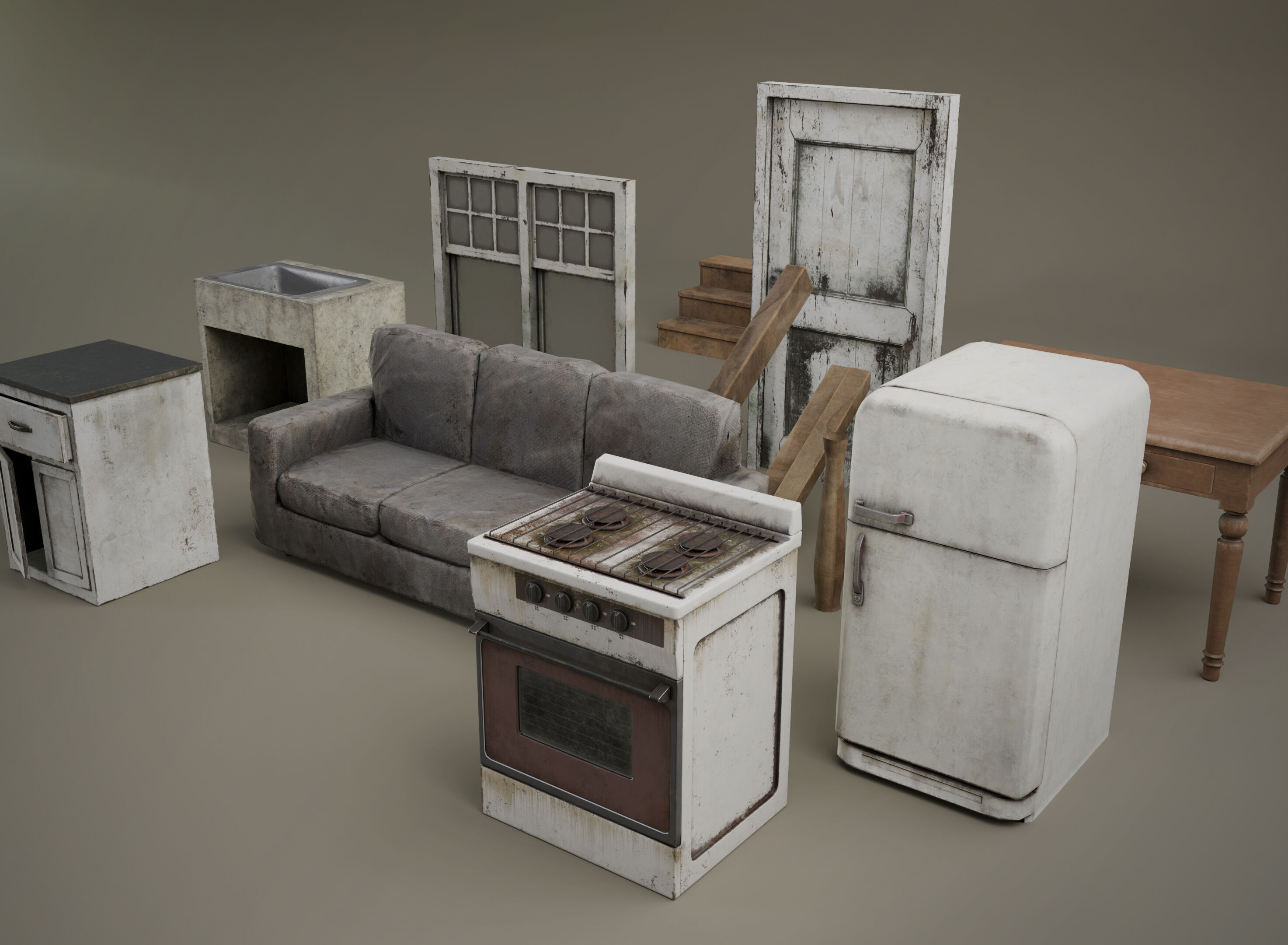 Post-Apocalyptic Interior Prop Pack-Game Ready 3D Assets Low-poly 3D model_2