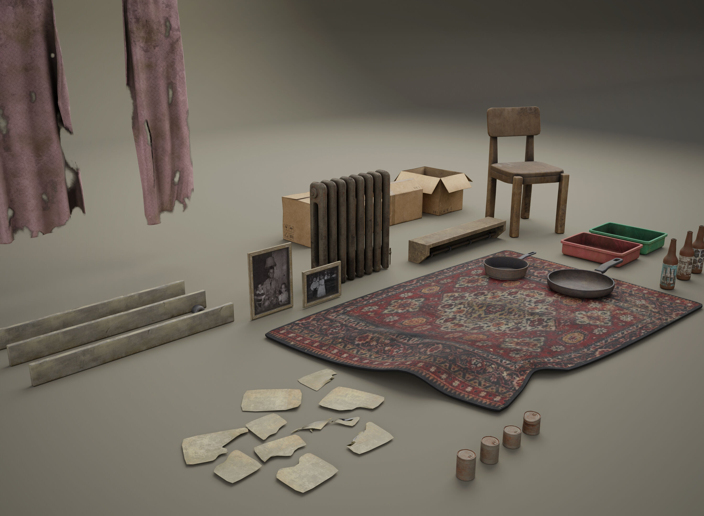 Post-Apocalyptic Interior Prop Pack-Game Ready 3D Assets Low-poly 3D model_3