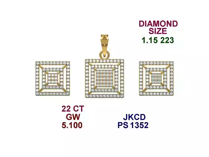 22k gold light weight maicro daimond pendant set 