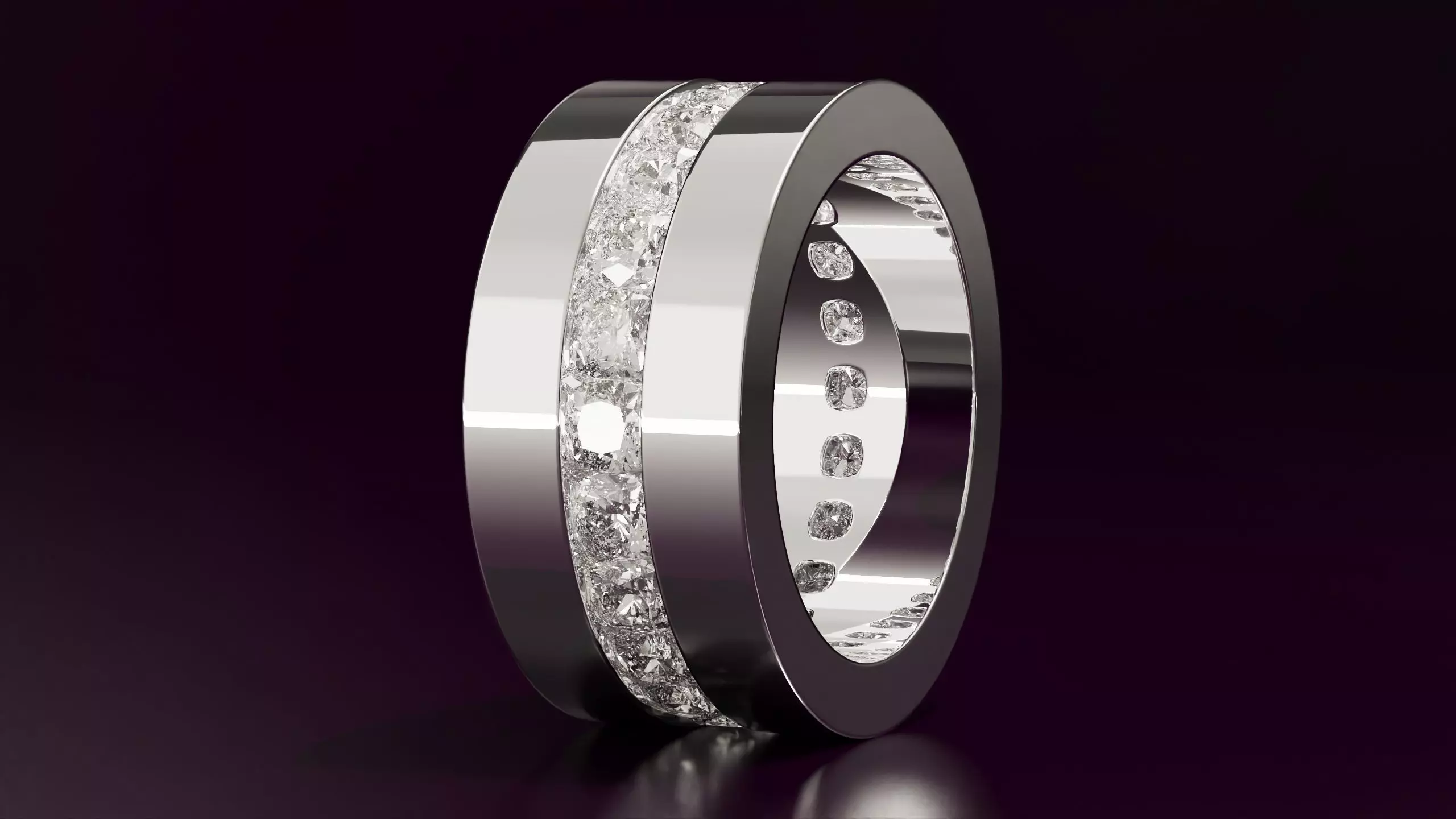channel set cushion square eternity band N09 54EU size Free 3D print model