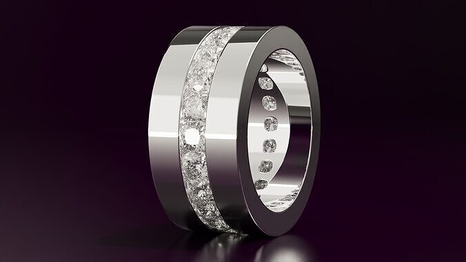 channel set cushion square eternity band N09 54EU size Free 3D print model