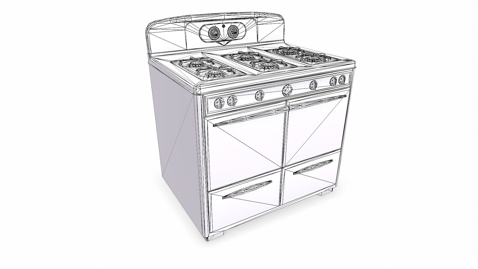 Old Vintage Stove Low-poly PBR Low-poly 3D model_16