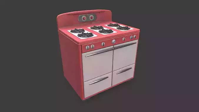 Old Vintage Stove Low-poly PBR Low-poly 3D model
