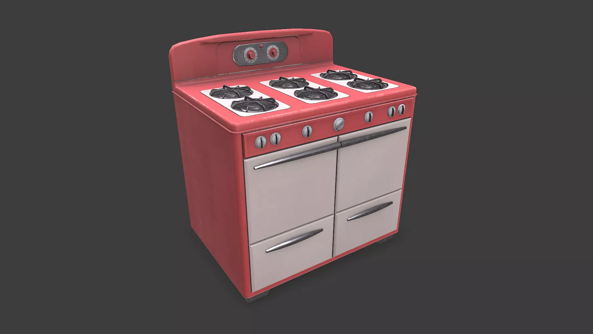 Old Vintage Stove Low-poly PBR Low-poly 3D model_0