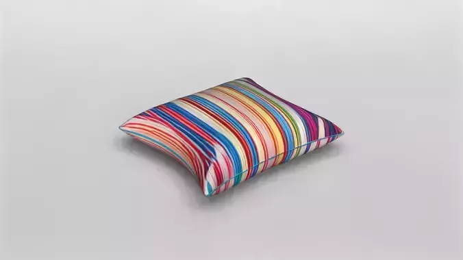 Colorful Striped Decorative Pillow 3D Model