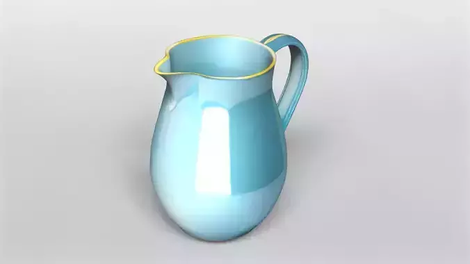 Elegant Ceramic Pitcher with Gold Rim