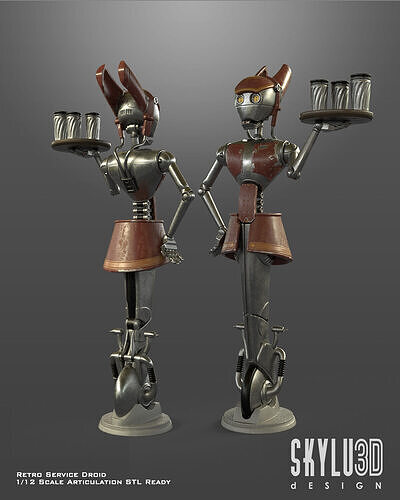 Retro Service Droid One12 Scale Articulation STL Files 3D print model