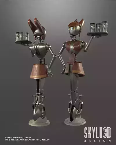Retro Service Droid One12 Scale Articulation STL Files 3D print model