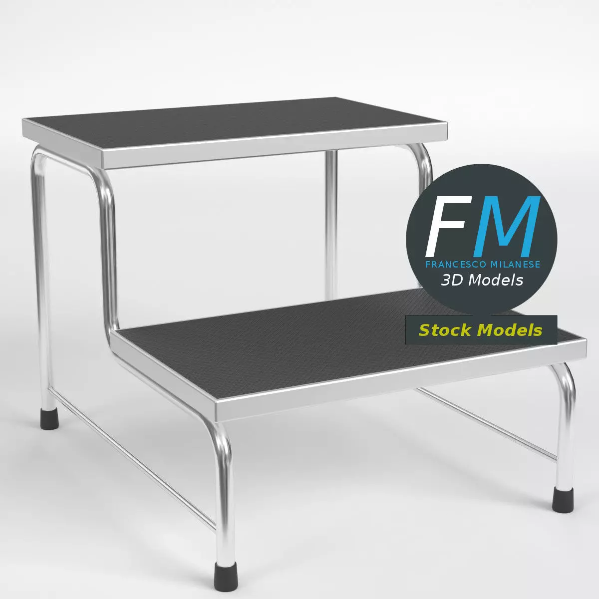 Two-step medical examination stool 3D model_0